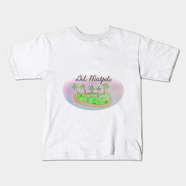 Del Malpelo watercolor Island travel, beach, sea and palm trees. Holidays and vacation, summer and relaxation Kids T-Shirt by grafinya